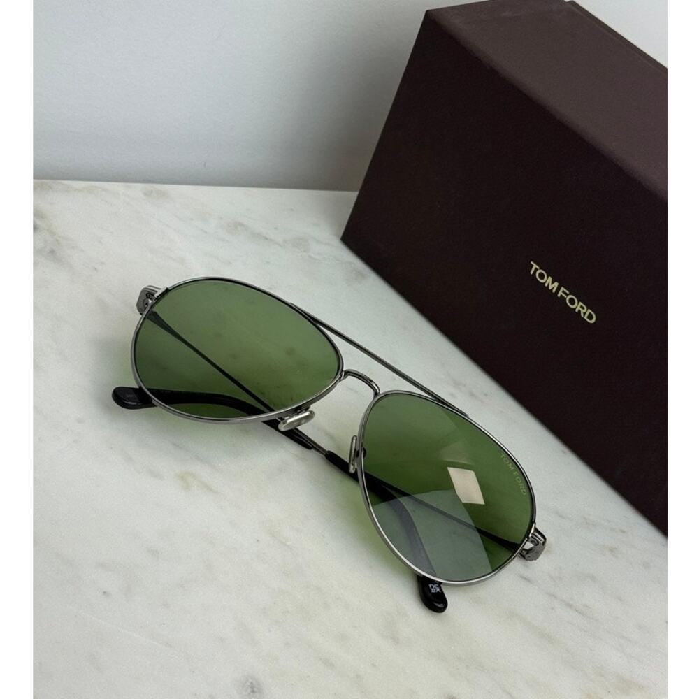 NEW Tom Ford TF0996 Dashel Silver Green Aviator Sunglasses